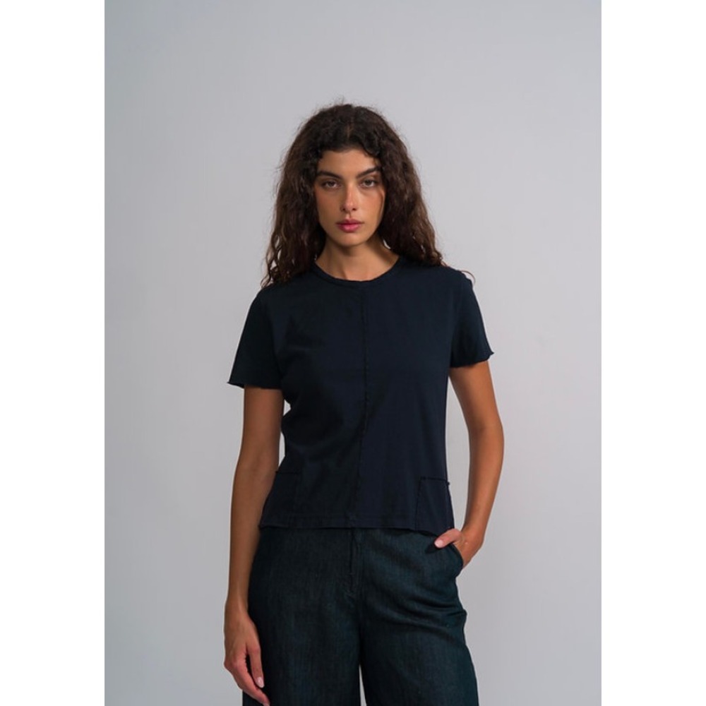 MJ Watson #2663 T-Shirt Womens Medium Black 100% Cotton Slub Crew Designer Italy